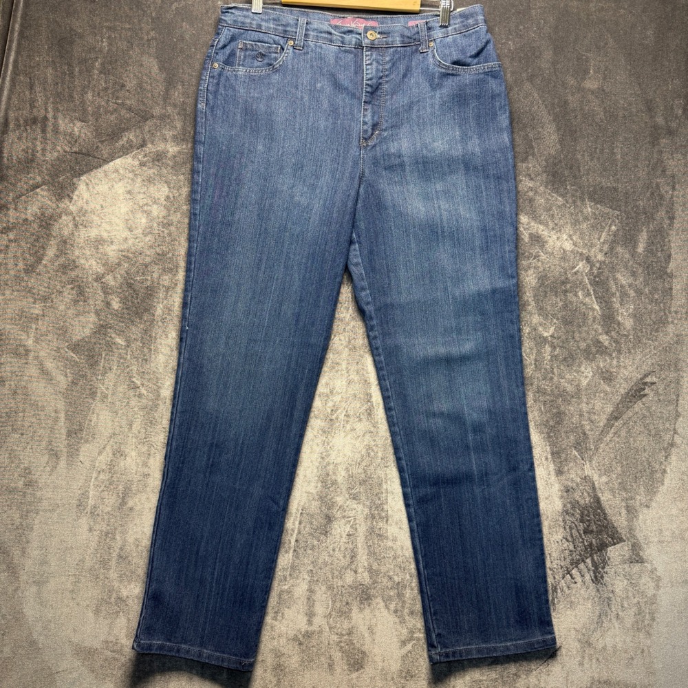 Gloria Vanderbilt Jeans Womens 14 Blue Cotton Blend Amanda Straight High Rise